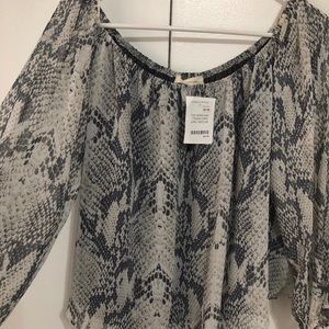 Off the shoulder snake print top